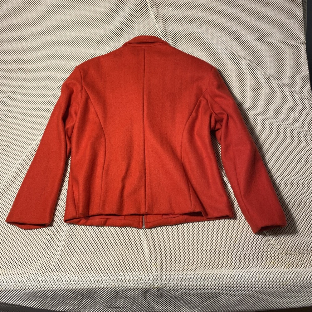 Wool‎ Jacket Vintage Agree Red Coat Zipper Front Besom Pockets Women's 10-12 / M - Picture 8 of 8
